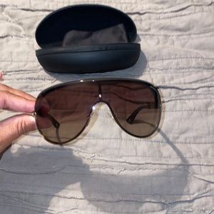 Emporio Armani Brown Shield Aviator Sunglasses